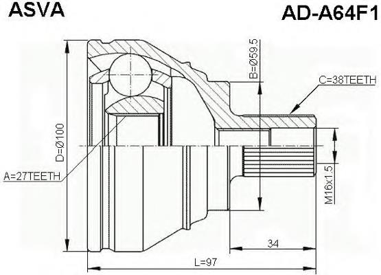 ADA64F1 Asva junta homocinética externa dianteira