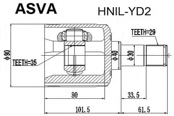 HNIL-YD2 Asva junta homocinética interna dianteira esquerda