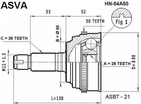 hn54a50 Asva junta homocinética externa dianteira