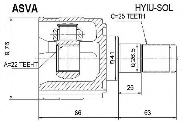 495352L001 Hyundai/Kia junta homocinética interna dianteira direita