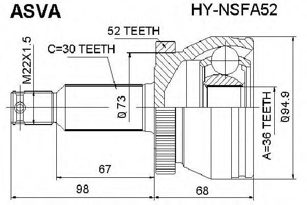 HYNSFA52 Asva junta homocinética externa dianteira