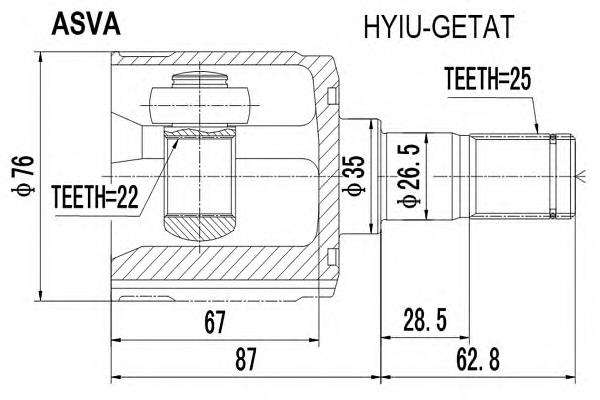 4950525B00 Hyundai/Kia junta homocinética interna dianteira