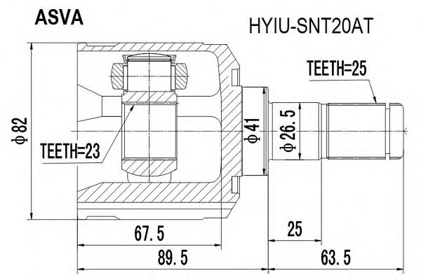 Junta homocinética interna dianteira para Hyundai Sonata (NF)