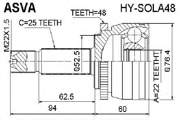 Junta homocinética externa dianteira para Hyundai SOLARIS (SBR11)