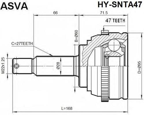 HYSNTA47 Asva junta homocinética externa dianteira