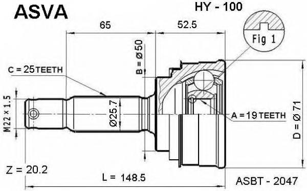 ШРУС наружный передний HY100 Asva