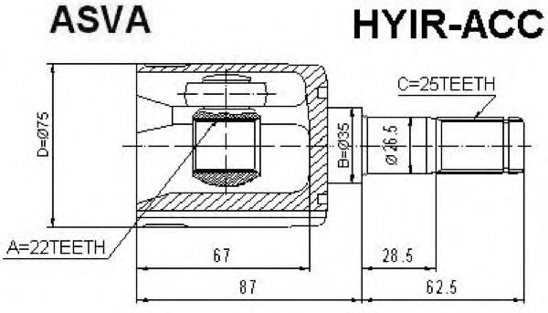 Junta homocinética interna dianteira 4950525B00 Hyundai/Kia