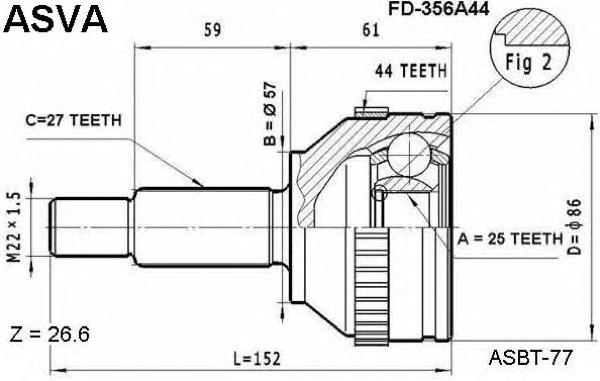 FD356A44 Asva junta homocinética externa dianteira