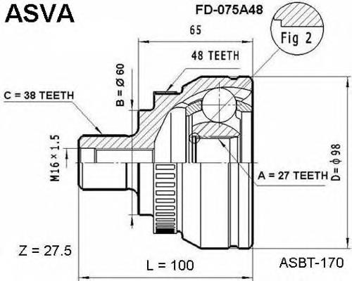 FD075A48 Asva junta homocinética externa dianteira