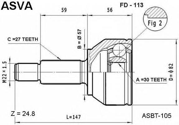 FD113 Asva junta homocinética externa dianteira