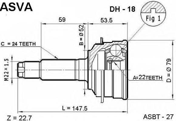 DA018 HDK junta homocinética externa dianteira