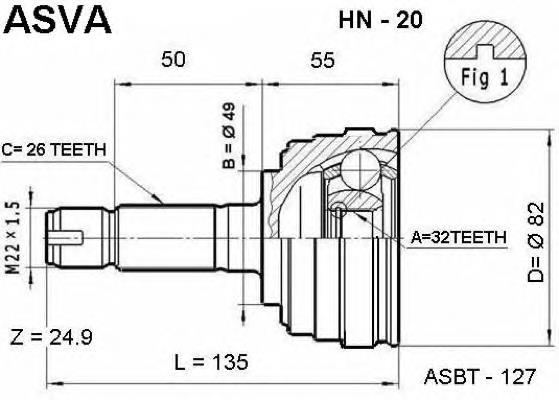 ШРУС внешний передний, правый Honda 44305SK3E03 цена, от 30.80 USD