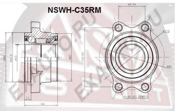 NSWHC35RM Asva rolamento de cubo traseiro