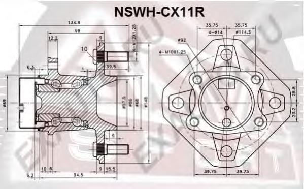 NSWHCX11R Asva cubo traseiro