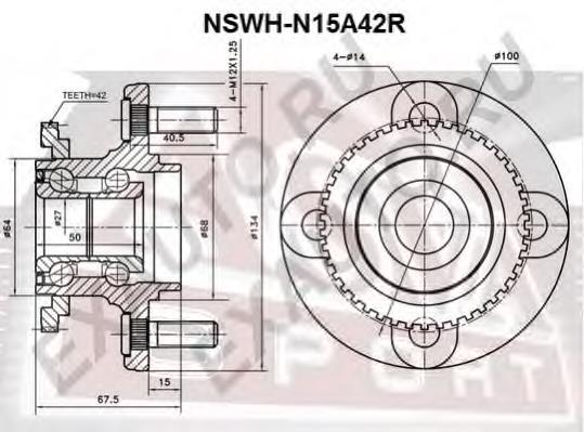 NSWHN15A42R Asva cubo traseiro