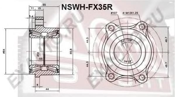 NSWHFX35R Asva rolamento de cubo traseiro