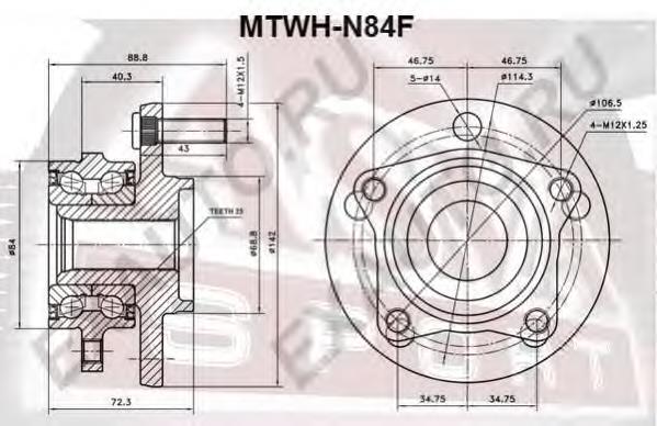 MTWHN84F Asva cubo dianteiro