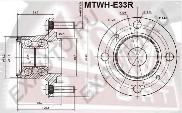 MTWHE33R Asva cubo traseiro