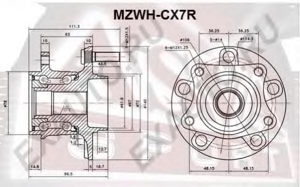 MZWHCX7R Asva cubo traseiro