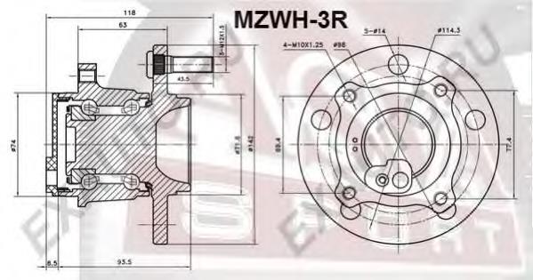 bn8b-26-15xb Mazda cubo traseiro