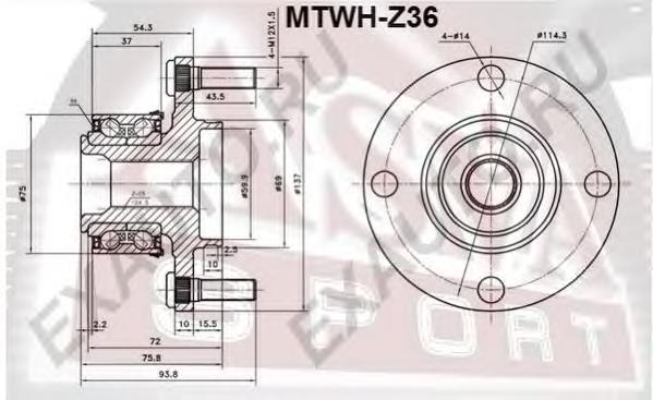 MTWHZ36 Asva cubo dianteiro