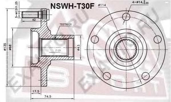 NSWHT30F Asva cubo dianteiro