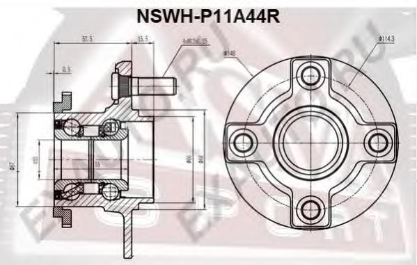 NSWHP11A44R Asva cubo traseiro