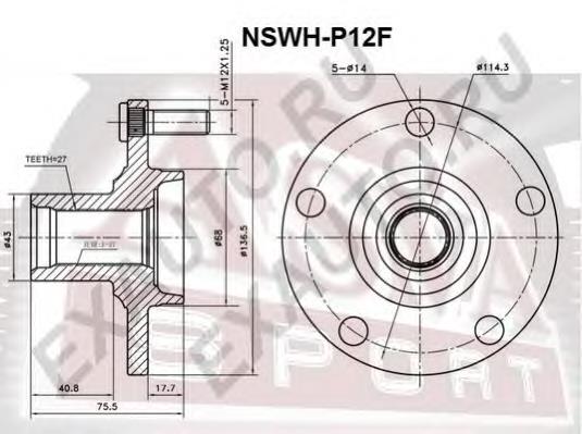 NSWHP12F Asva cubo dianteiro