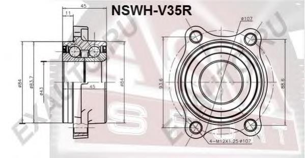 NSWHV35R Asva rolamento de cubo traseiro