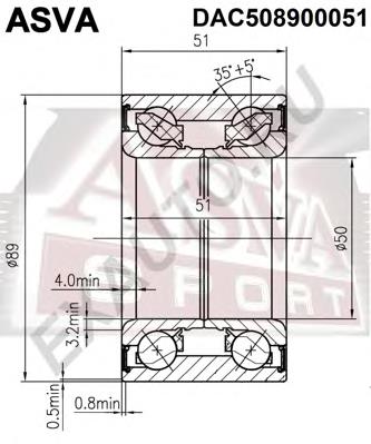 Подшипник задней ступицы DAC508900051 Asva