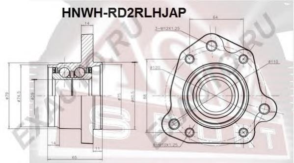 Cubo traseiro esquerdo 0382RD2RLHJAP Febest