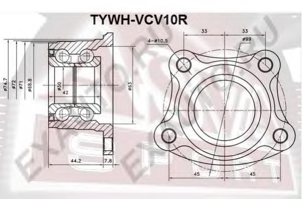 Подшипник задней ступицы TYWHVCV10R Asva