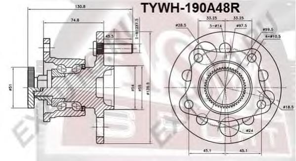 Ступица задняя TYWH190A48R Asva