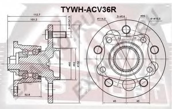 Ступица задняя TYWHACV36R Asva