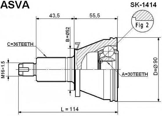 SK1414 Asva junta homocinética externa dianteira