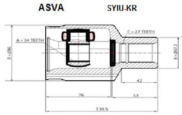 SYIUKR Asva junta homocinética interna dianteira