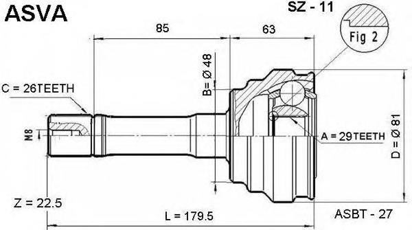 SZ-11 Asva junta homocinética externa dianteira