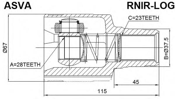 RNIRLOG Asva junta homocinética interna dianteira direita