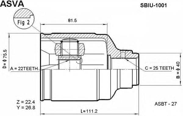 ШРУС внутренний передний SBIU1001 Asva