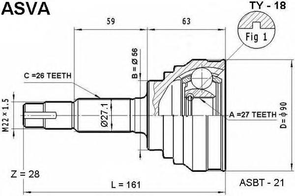 Junta homocinética externa dianteira 4343028021 Toyota