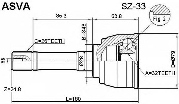 Junta homocinética externa dianteira 4410154J01 Suzuki