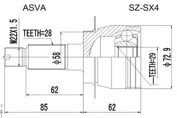 Junta homocinética externa dianteira para Suzuki SX4 (GY)
