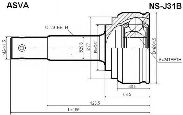 NSJ31B Asva junta homocinética externa dianteira