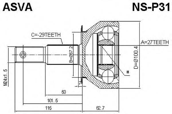 NSP31 Asva junta homocinética externa dianteira