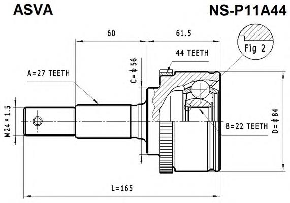 NSP11A44 Asva junta homocinética externa dianteira