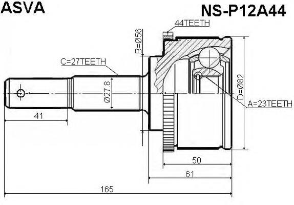 NSP12A44 Asva junta homocinética externa dianteira