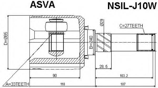 39711JD24C Nissan junta homocinética interna dianteira esquerda