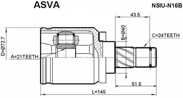 CV17143 Fenox ШРУС внутренний, передний