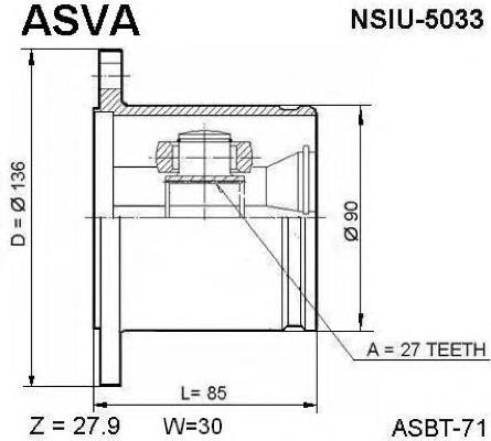 NSIU5033 Asva junta homocinética interna dianteira