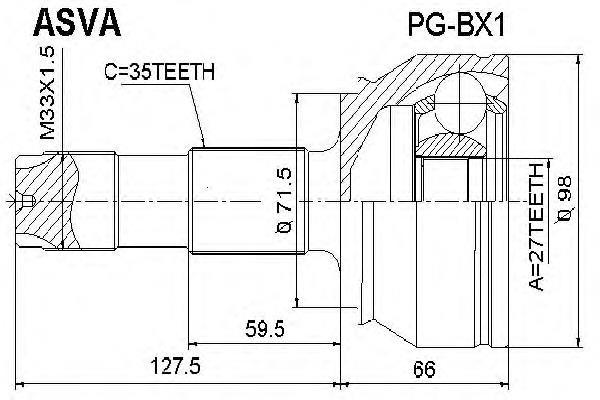 PGBX1 Asva junta homocinética externa dianteira